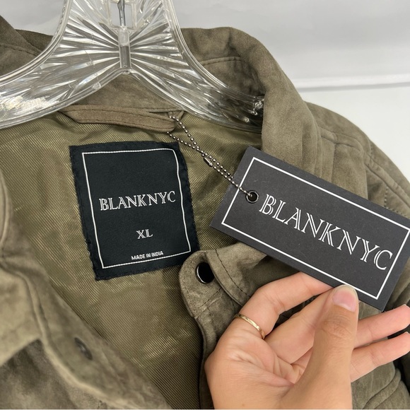 Blank NYC Over The Moon Green Goat Leather Suede Classic Quilted Jacket XL NWT - Picture 5 of 10